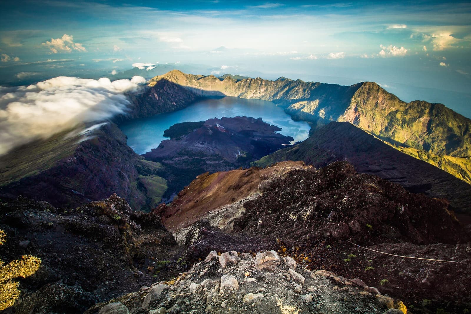 Mount Rinjani’s crater with the blue Segara Anak lake